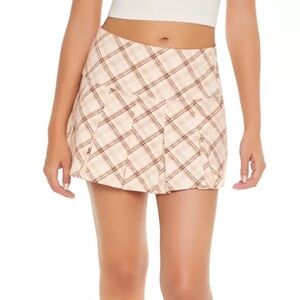 Plaid Pleated Forever 21 Mini Skirt High Waisted with Zipper Never Worn